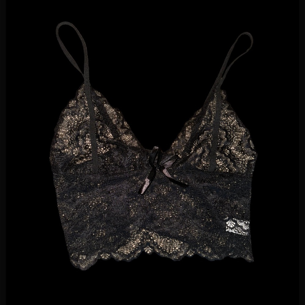 black see thru adjustable lace tank top :3